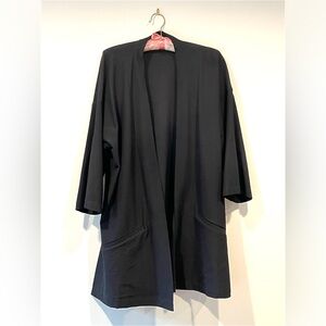 Stylish Eileen Fisher Stretch Crepe Black Kimono Jacket Size M